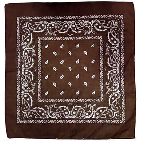 Brown Paisley Bandana - 100% Cotton Head Wrap/Durag/Scarf/Mask