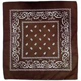 BANDANA Paisley 100% COTTON Head Wrap Durag Bandanna Summer Scarf Mask - Brown