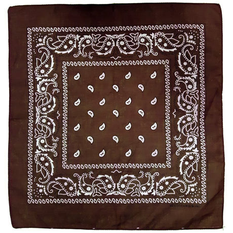 BANDANA Paisley 100% COTTON Head Wrap Durag Bandanna Summer Scarf Mask - Brown