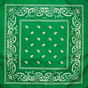Dark Green Paisley Bandana - 100% Cotton Head Wrap/Durag/Scarf/Mask