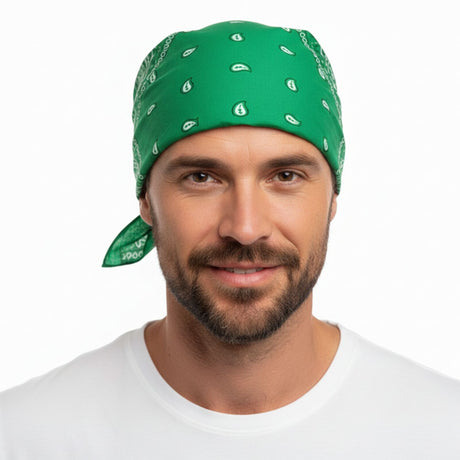 Dark Green Paisley Bandana - 100% Cotton Head Wrap/Durag/Scarf/Mask