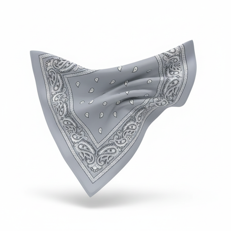 Grey Paisley Bandana - 100% Cotton Head Wrap/Durag/Scarf/Mask