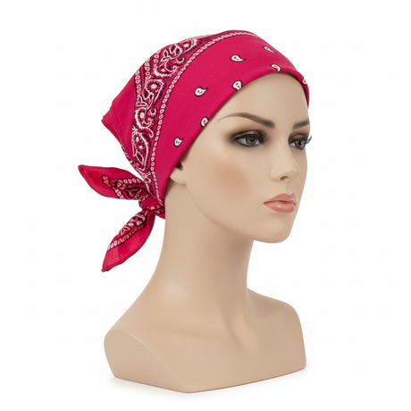 Hot Pink Paisley Bandana - 100% Cotton Head Wrap/Durag/Scarf/Mask