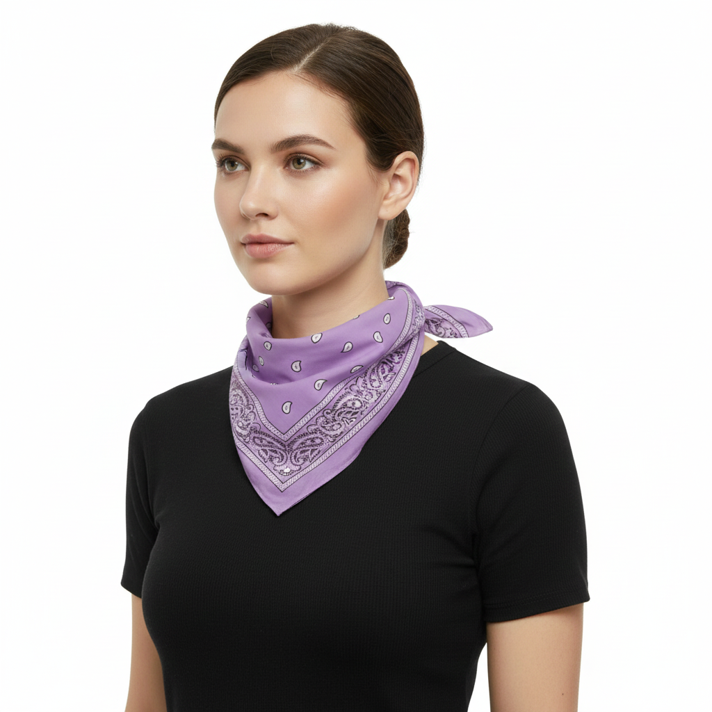 Lilac Paisley Bandana - 100% Cotton Head Wrap/Durag/Scarf/Mask