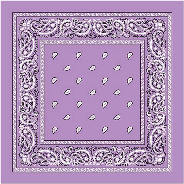 BANDANA Paisley 100% COTTON Head Wrap Durag Bandanna Summer Biker Scarf Mask - Lilac