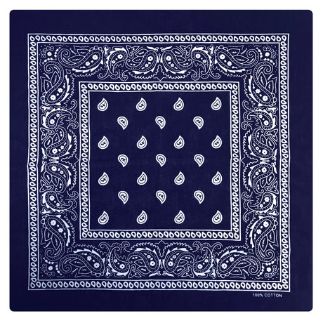 Navy Blue Paisley Bandana - 100% Cotton Head Wrap/Durag/Scarf/Mask