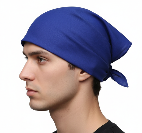 Blue Plain Bandana - 100% Cotton Head Wrap/Durag/Scarf/Mask