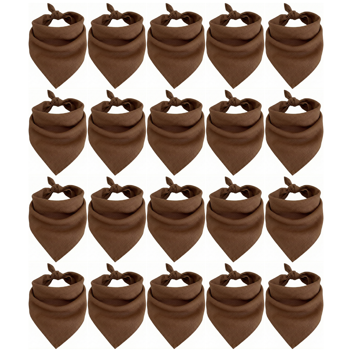 20x Brown Plain Bandana Bulk Pack - 100% Cotton Head Wrap/Durag/Scarf/Mask