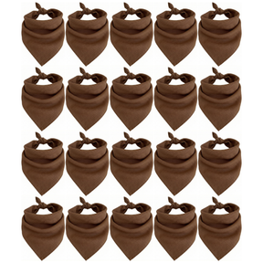 20x Brown Plain Bandana Bulk Pack - 100% Cotton Head Wrap/Durag/Scarf/Mask