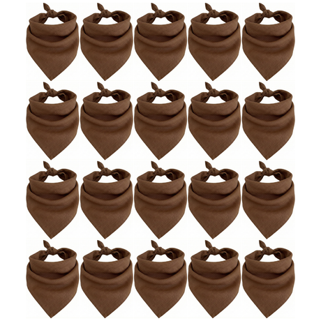 20x Brown Plain Bandana Bulk Pack - 100% Cotton Head Wrap/Durag/Scarf/Mask
