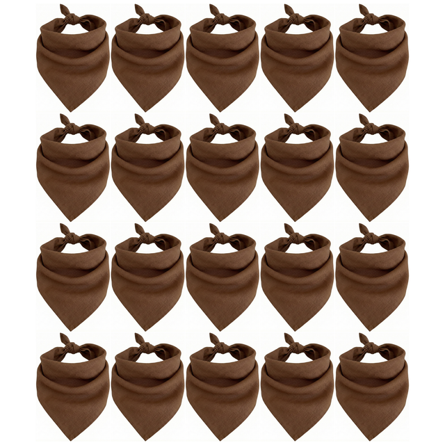20x Brown Plain Bandana Bulk Pack - 100% Cotton Head Wrap/Durag/Scarf/Mask