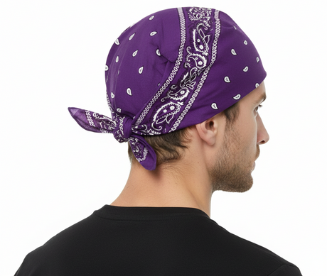 Purple Paisley Bandana - 100% Cotton Head Wrap/Durag/Scarf/Mask