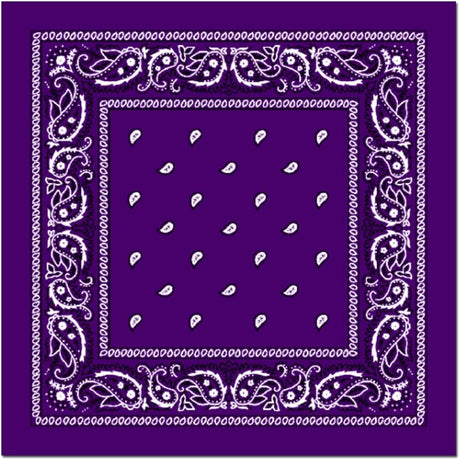 BANDANA Paisley 100% COTTON Head Wrap Durag Bandanna Summer Biker Scarf Mask - Purple