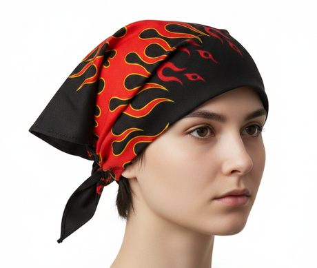 Black/Red Fire Paisley Bandana - 100% Cotton Head Wrap/Durag/Scarf/Mask