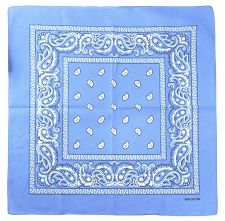 Sky Blue Paisley Bandana - 100% Cotton Head Wrap/Durag/Scarf/Mask