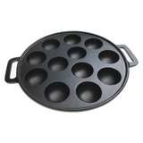 1x Vietnamese Banh Khot Pancake Pan Pack - 12 Dimple Cast Iron w/ Handles
