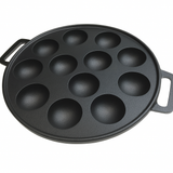 Vietnamese Banh Khot Pancake Pan - 12 Dimple Cast Iron w/ Handles