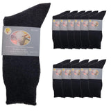 12 Pairs Merino Wool Blend Work Socks Bulk Pack - Charcoal (Heavy Duty Warm Winter Thermal Socks)