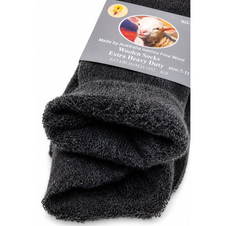 1 Pair Merino Wool Blend Work Socks - Black (Heavy Duty Warm Winter Thermal Socks)