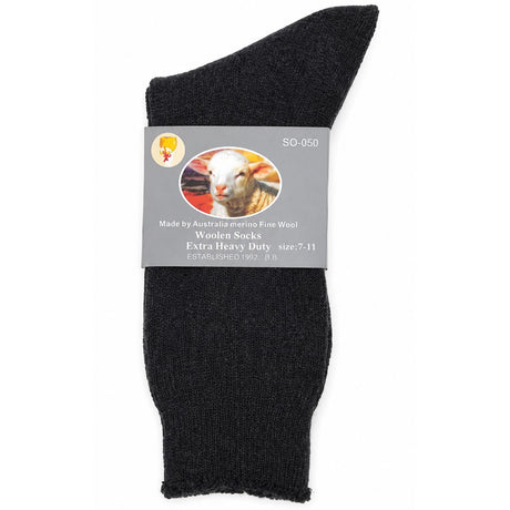 1 Pair Merino Wool Blend Work Socks - Charcoal (Heavy Duty Warm Winter Thermal Socks)