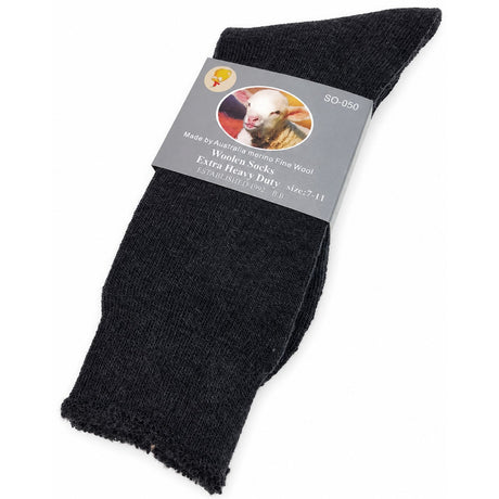 1 Pair Merino Wool Blend Work Socks - Charcoal (Heavy Duty Warm Winter Thermal Socks)