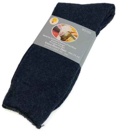 1 Pair Merino Wool Blend Work Socks - Navy (Heavy Duty Warm Winter Thermal Socks)