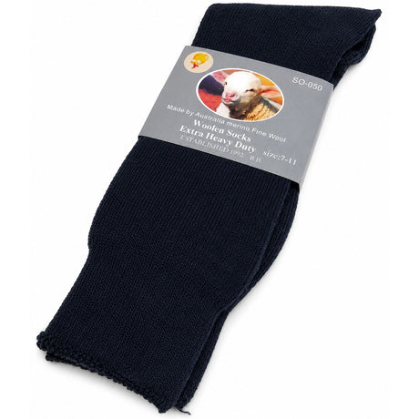 1 Pair Merino Wool Blend Work Socks - Navy (Heavy Duty Warm Winter Thermal Socks)