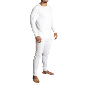 2pcs Mens Merino Wool Blend Thermal Set - Beige (Long Sleeve Top & Long Johns Underwear)