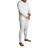 2pcs Mens Merino Wool Blend Thermal Set - Beige (Long Sleeve Top & Long Johns Underwear)
