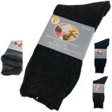 3 Pairs Merino Wool Blend Woolen Work Socks Hiking Heavy Duty Warm Thermal - Black