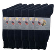 6 Pairs Merino Wool Blend Work Socks Bulk Pack - Navy Blue (Heavy Duty Warm Winter Thermal Socks)