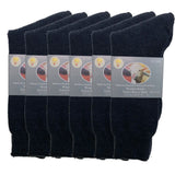 6 Pairs Merino Wool Blend Work Socks Bulk Pack - Navy Blue (Heavy Duty Warm Winter Thermal Socks)