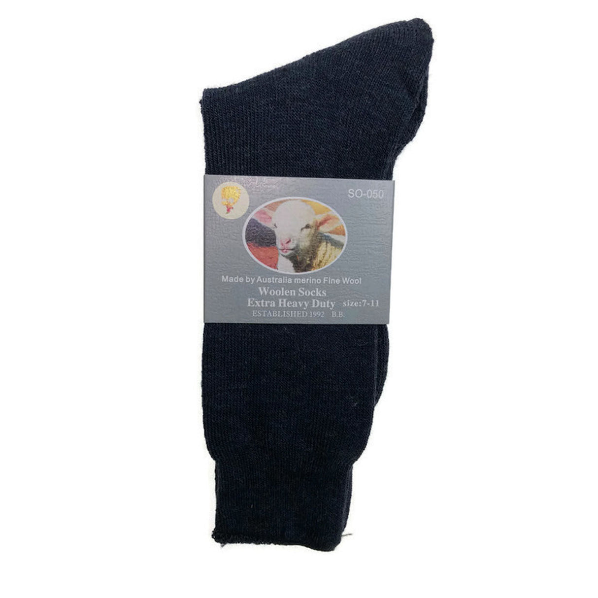 6 Pairs Merino Wool Blend Work Socks Bulk Pack - Navy Blue (Heavy Duty Warm Winter Thermal Socks)
