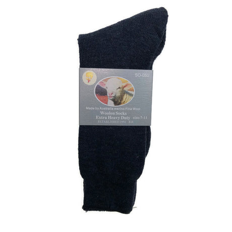 6 Pairs Merino Wool Blend Work Socks Bulk Pack - Navy Blue (Heavy Duty Warm Winter Thermal Socks)