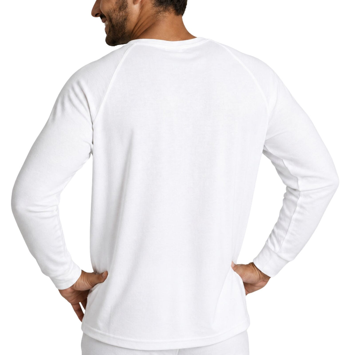 Mens Merino Wool Blend Thermal Long Sleeve Top - Beige (Base Layer Underwear)