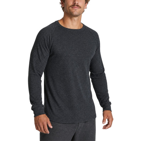 Mens Merino Wool Blend Thermal Long Sleeve Top - Black (Base Layer Underwear)