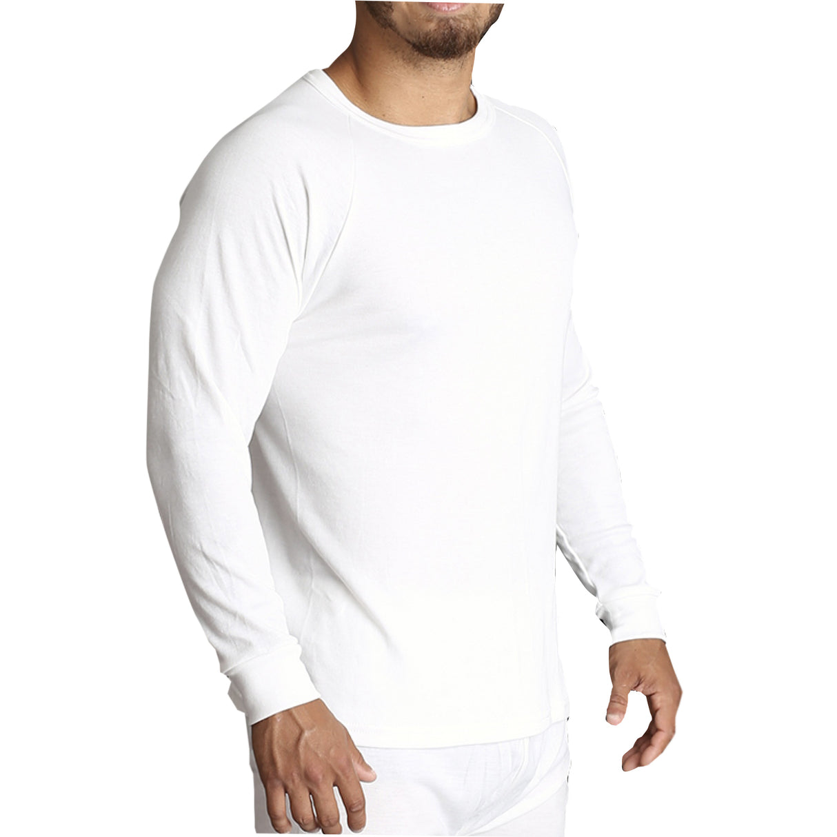 Mens Merino Wool Blend Thermal Top Long Sleeve Base Layer Underwear - Beige - 3XL
