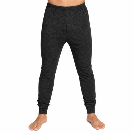 Mens Merino Wool Long John Thermal Pants - Black (Warm Base Layer Underwear)