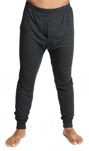 Mens Merino Wool Long John Thermal Pants - Black (Warm Base Layer Underwear)