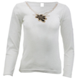 Womens Merino Wool Blend Thermal V Neck Long Sleeve Top - Beige (Spencer Base Layer)