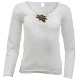 Womens Merino Wool Blend Thermal V Neck Long Sleeve Top - Beige (Spencer Base Layer)