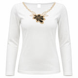 Womens Merino Wool Blend Thermal V Neck Long Sleeve Top - Beige (Spencer Base Layer)