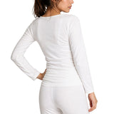 Womens Merino Wool Blend Thermal Long Sleeve Top - Beige (Spencer Base Layer)