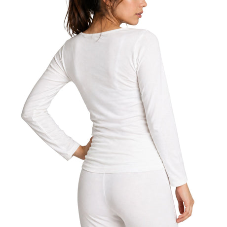 Womens Merino Wool Blend Thermal Long Sleeve Top - Beige (Spencer Base Layer)