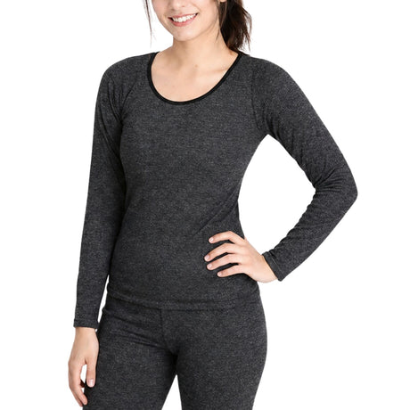 Womens Merino Wool Blend Thermal Long Sleeve Top - Black (Spencer Base Layer)