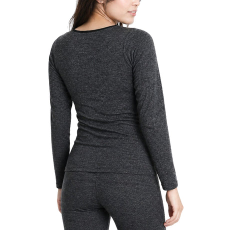 Womens Merino Wool Blend Thermal Long Sleeve Top - Black (Spencer Base Layer)