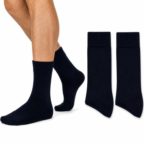 2 Pairs Merino Wool Loose Top Thermal Socks Pack - Navy (Diabetic Circulation)