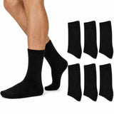 6 Pairs Merino Wool Loose Top Thermal Socks Bulk Pack - Black (Diabetic Circulation)