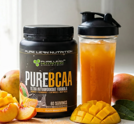 420g Pure Lean Nutrition BCAA Intra-Workout Powder - Peach Mango (Branched Chain Amino Acids Recovery)