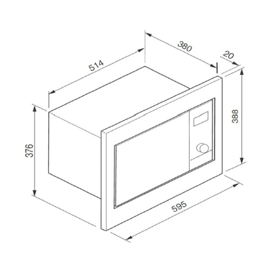 Belling BD28MBK 28 Litre Black Glass Built In Microwave Oven 900W